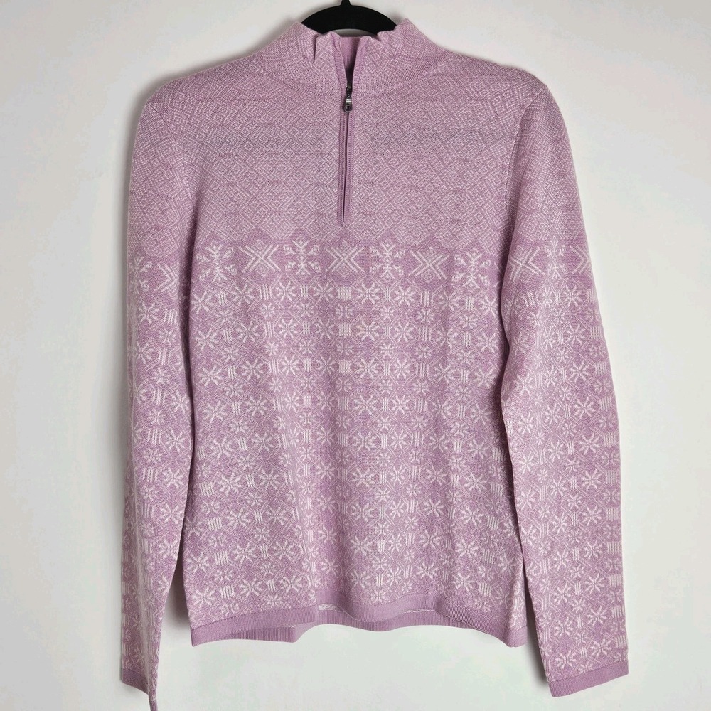 MEISTER 1/4 Zip Ski Sweater Size Large Nordic Grace Snowflake  Wool Blend